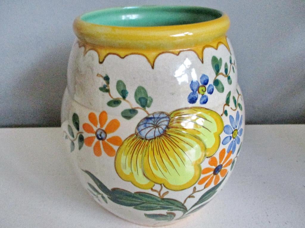 Vintage Angelo Gouda aardewerk vaas fifties, Ophalen of Verzenden