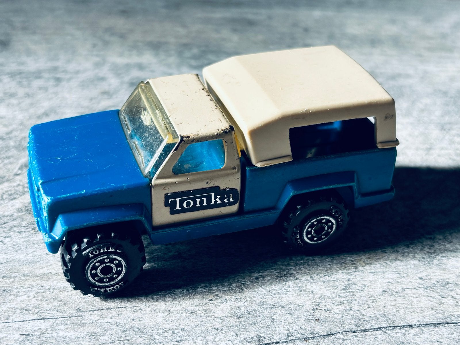 Vintage Tonka speelgoedauto Blauwe pick-up, Ophalen, Gebruikt