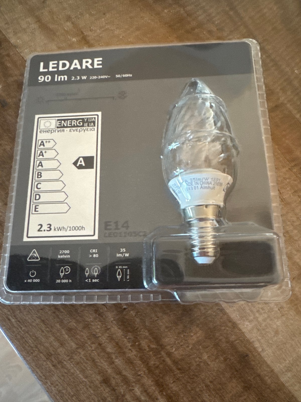 8 x IKEA LEDARE E14 LED-lamp 2.3W (90lm) - Nieuw, Led-lamp, E14 (klein), Nieuw, Ophalen of Verzenden