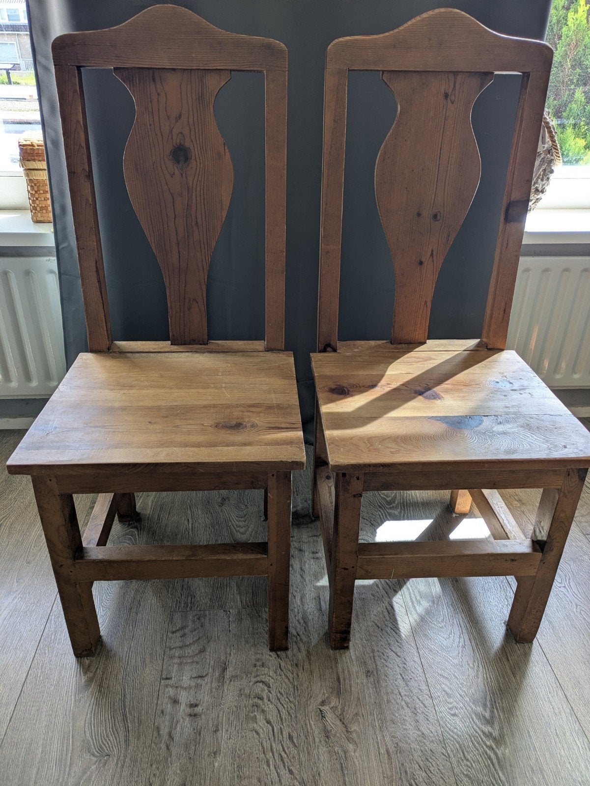 2 Massief Grenen Houten Stoelen - Mexicaans Model, Ophalen