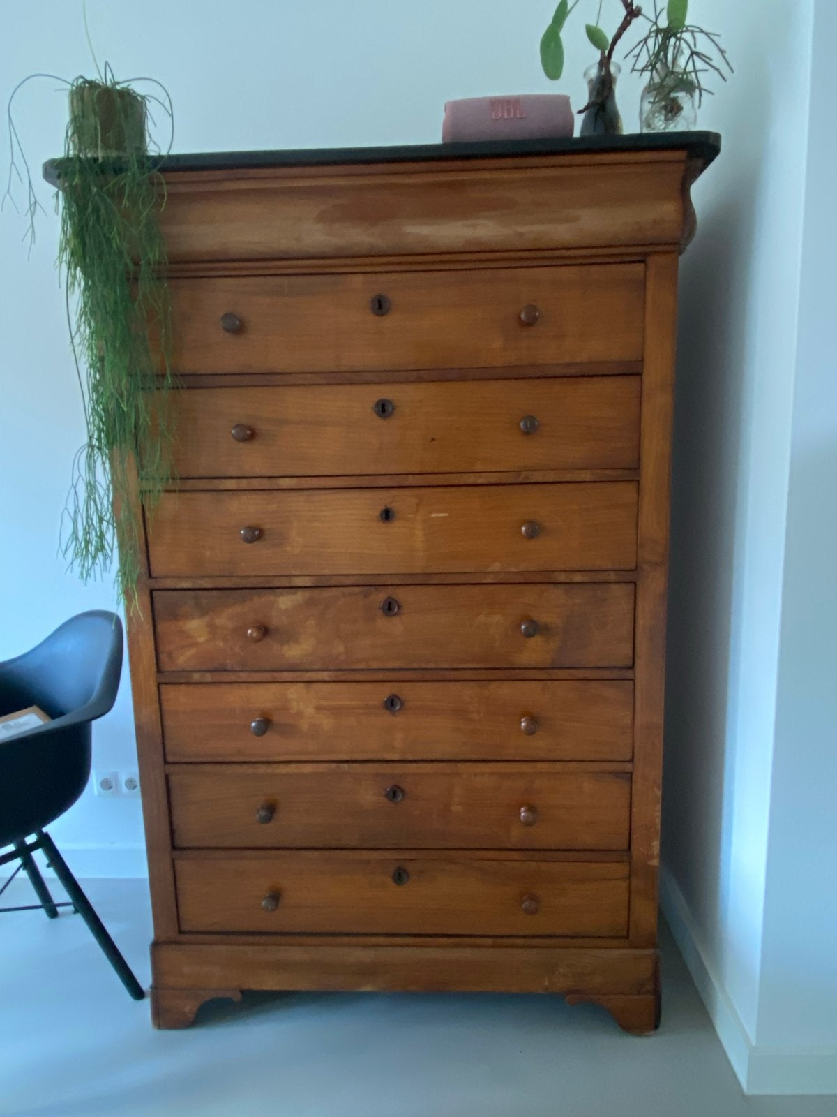 Antieke houten ladekast met 7 laden, Huis en Inrichting, Kasten | Ladekasten, Ophalen, Gebruikt, 5 laden of meer, 50 tot 100 cm