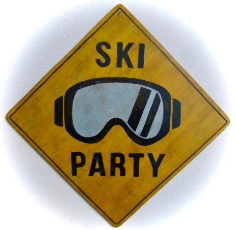 Diverse handgeschilderd borden/ Apres Ski Party /wintersport, Vintage, 37 cm, Decoratieobject, Ophalen of Verzenden