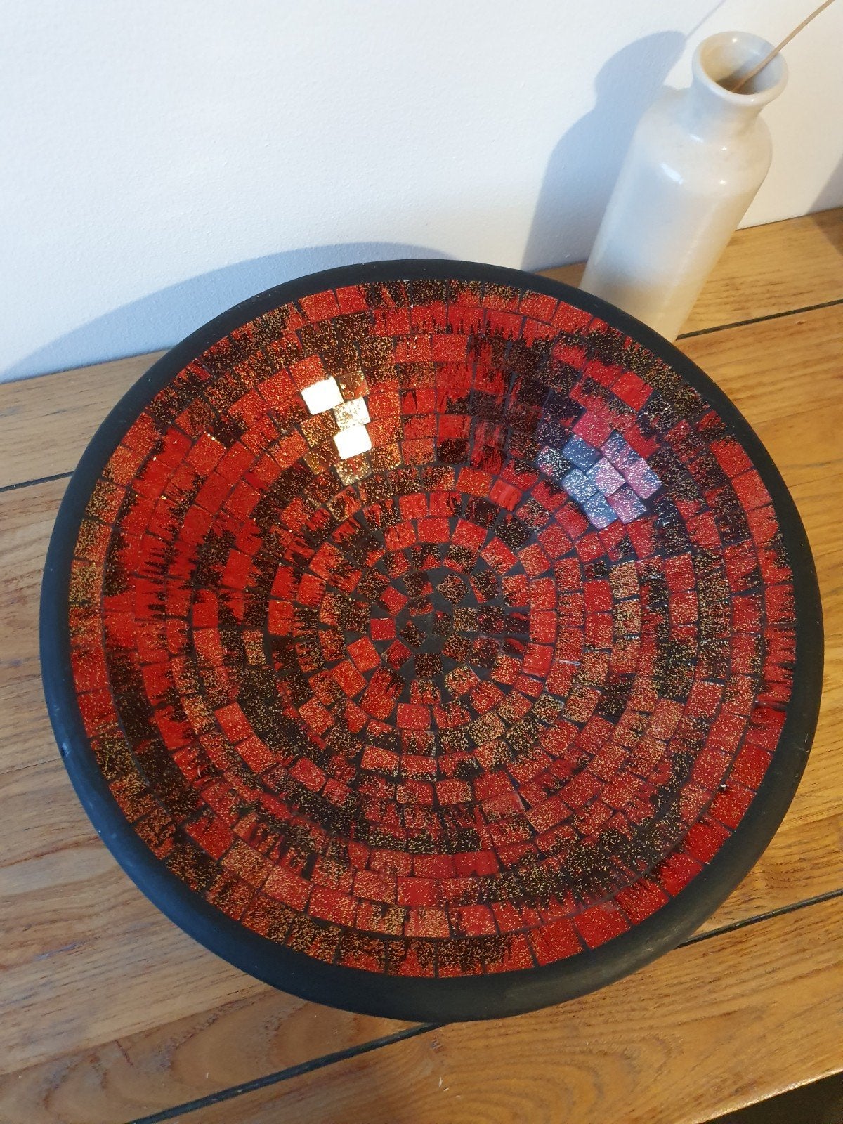 Decoratieve mozaïek schaal rood/goud, Antiek en Kunst, Ophalen of Verzenden