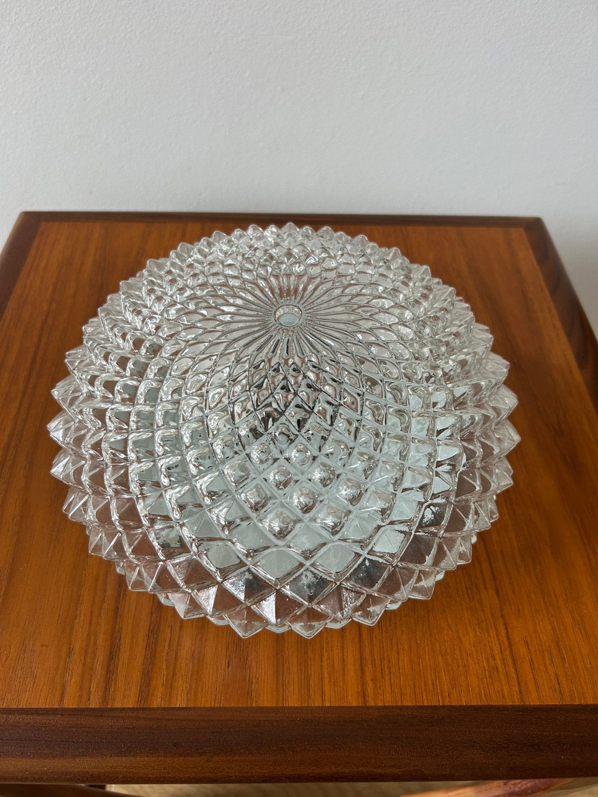 Vintage Plafondlamp Kristal/Ananas Reliëf Ø27 cm | jaren 60, Plafondlamp, 27 cm, Overige kleuren, Mid-century modern