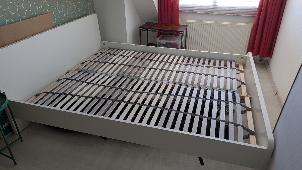 Ikea Askvoll tweepersoonsbed 160*200cm, Ophalen, Wit, Tweepersoons, Zo goed als nieuw