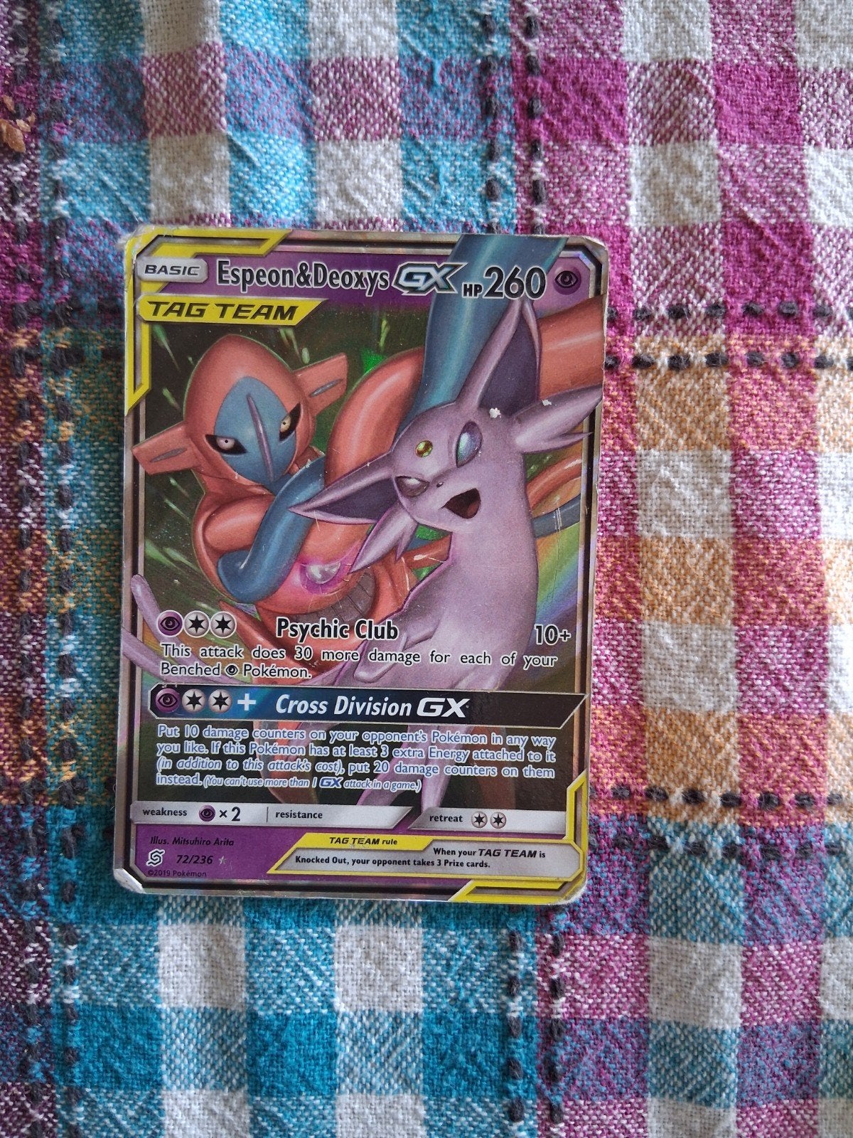 Espeon&Deoxys GX, Ophalen of Verzenden, Gebruikt, Losse kaart, Foil