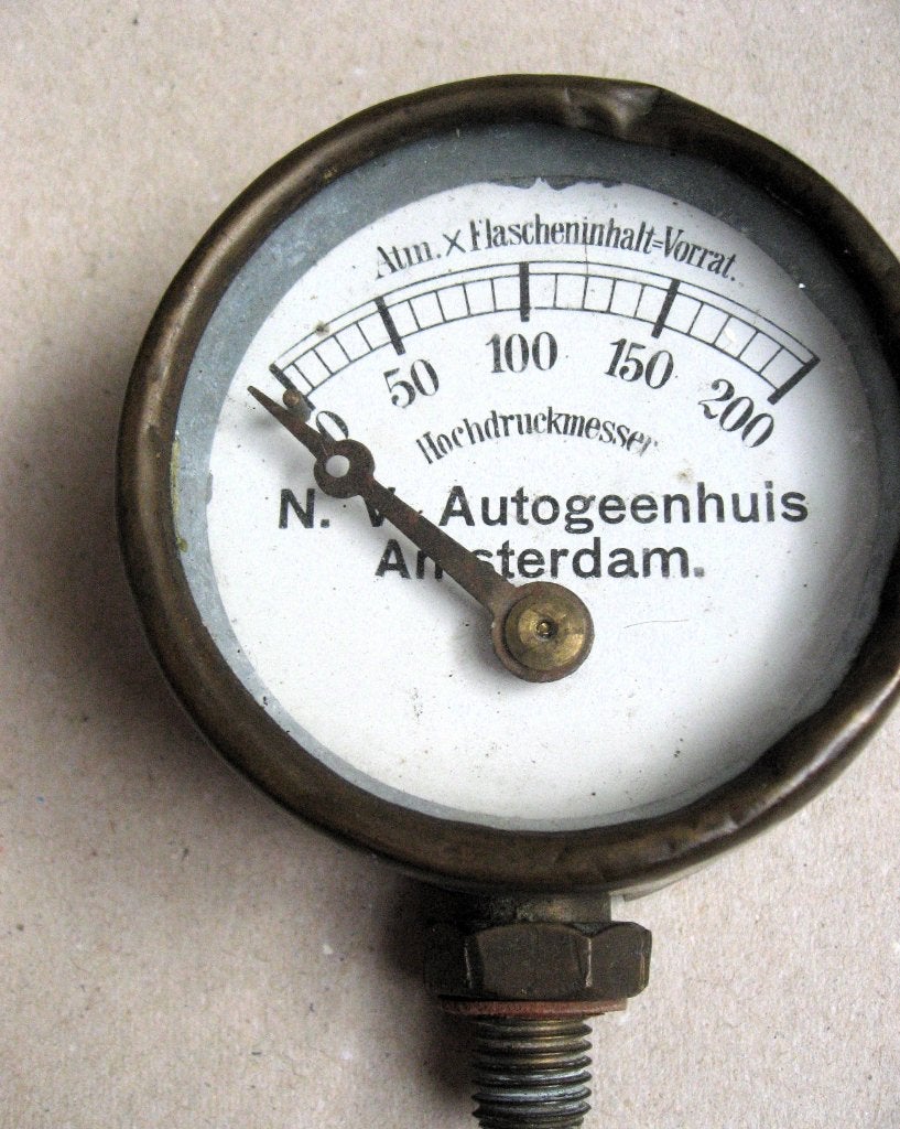 Steampunk drukmeter/manometer N.V. Autogeenhuis jaren 50, Antiek en Kunst, Ophalen of Verzenden