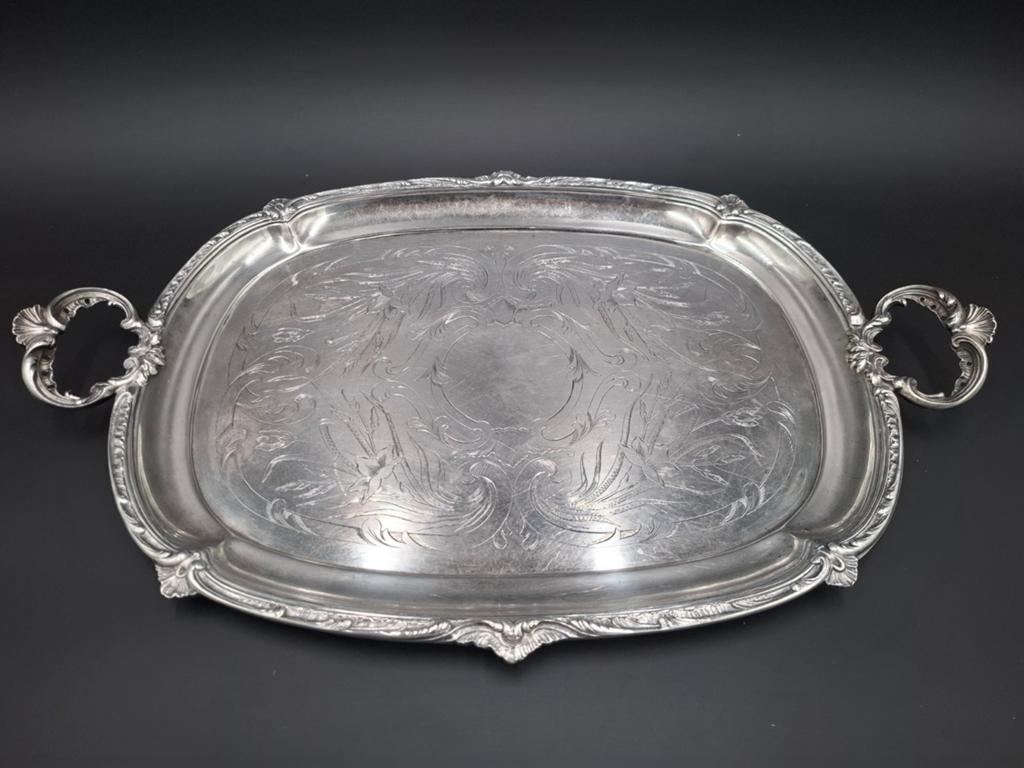 Antiek groot Christofle dienblad verzilverd 56cm, Ophalen of Verzenden, Zilver