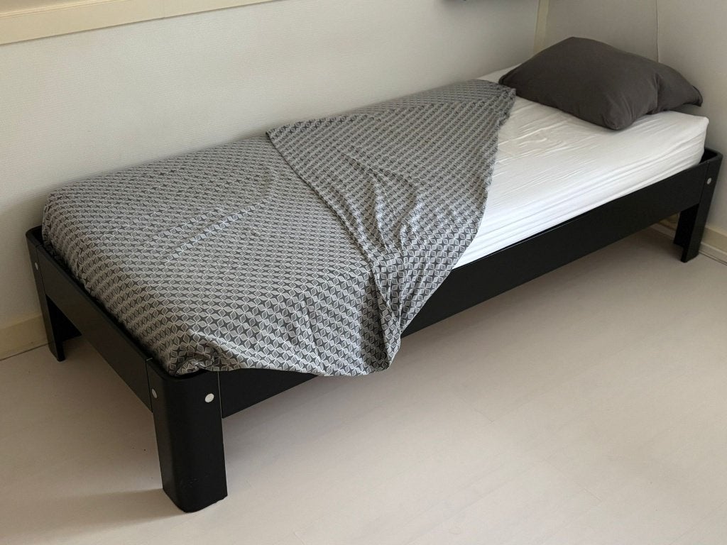 Auping Auronde 1500 – 90x220 cm – Matzwart - Erg goede staat, Huis en Inrichting, Ophalen, Gebruikt, 90 cm, Eenpersoons