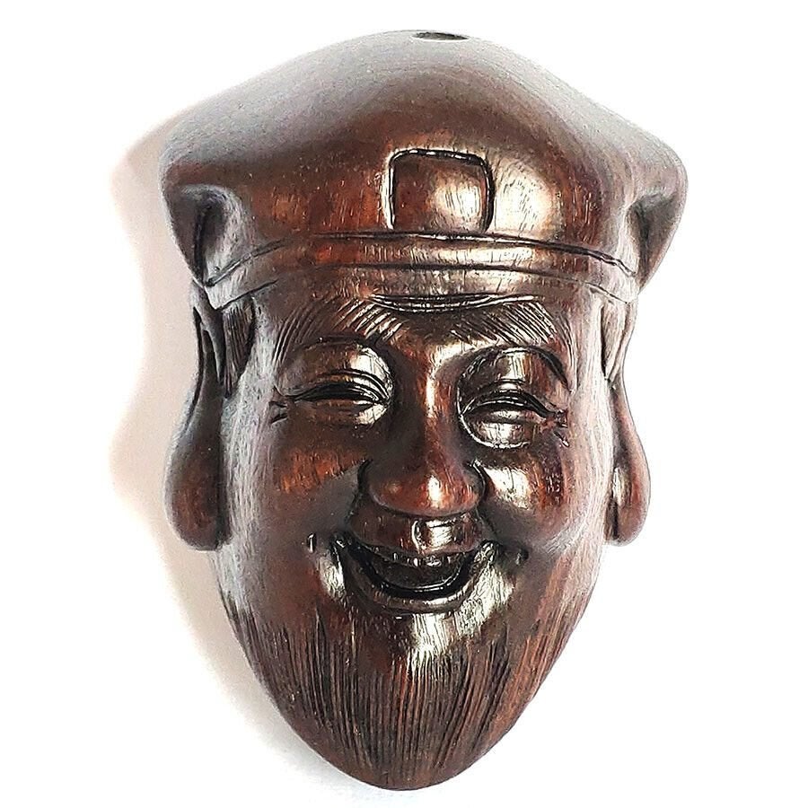 Ironwood Netsuke - Little Noh Masker Meiji periode Japan, Netsuke, Japan, Handgemaakt, Hout