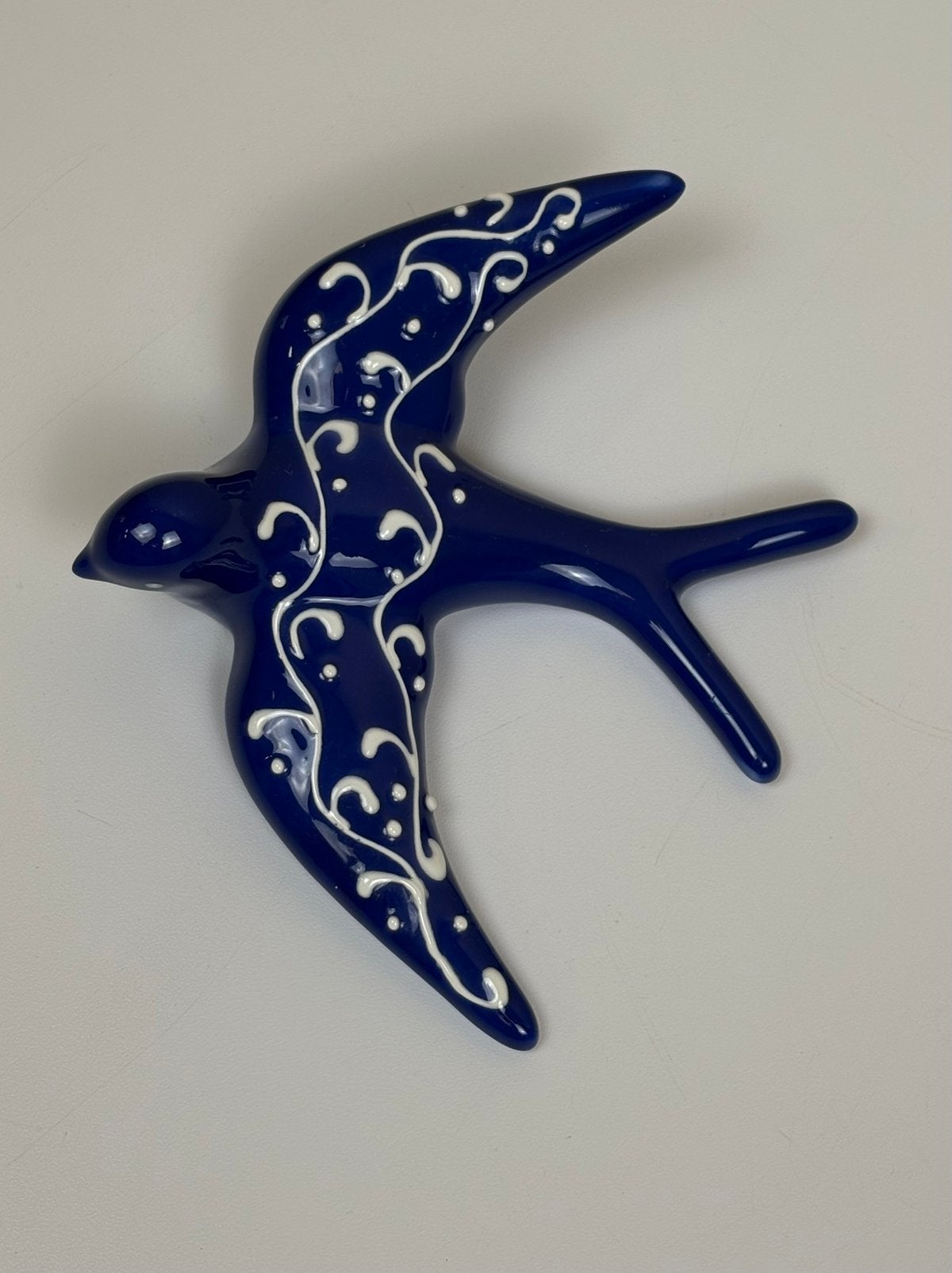 Portugese kobaltblauwe wand zwaluw keramiek muurdecoratie, 12 cm, -, -, Steen/keramiek