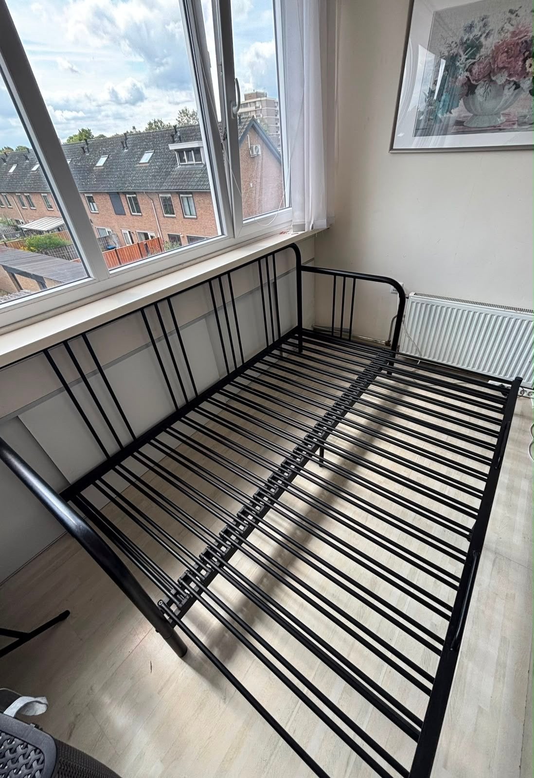 Uitschuifbare bedbank 1-persoons naar 2-persoons (70x200), Ophalen, Zwart, Tweepersoons, 140 cm