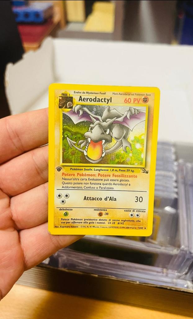 Aerodactyl 1/62 Holo 1st Edition Fossil Pokemon, Verzenden, Zo goed als nieuw, Losse kaart, Foil