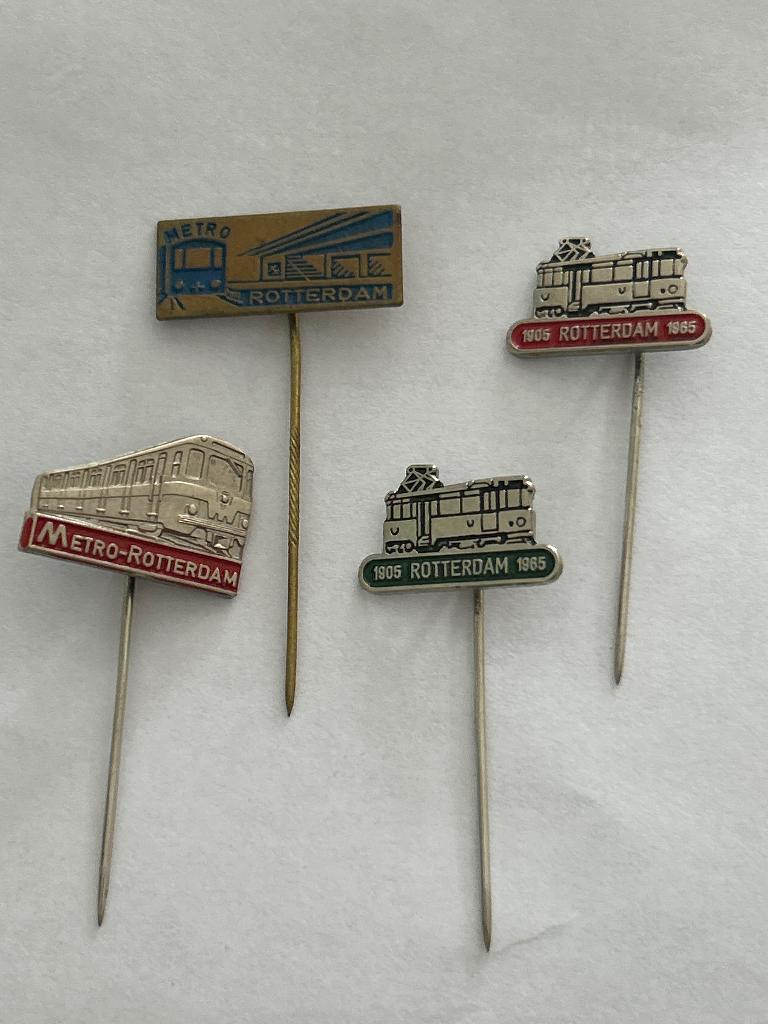 Set vintage Rotterdam metro & tram speldjes  RET / 1905–1965, Verzamelen, Spoorwegen en Tramwegen, Verzenden, Gebruikt, Tram, Overige typen
