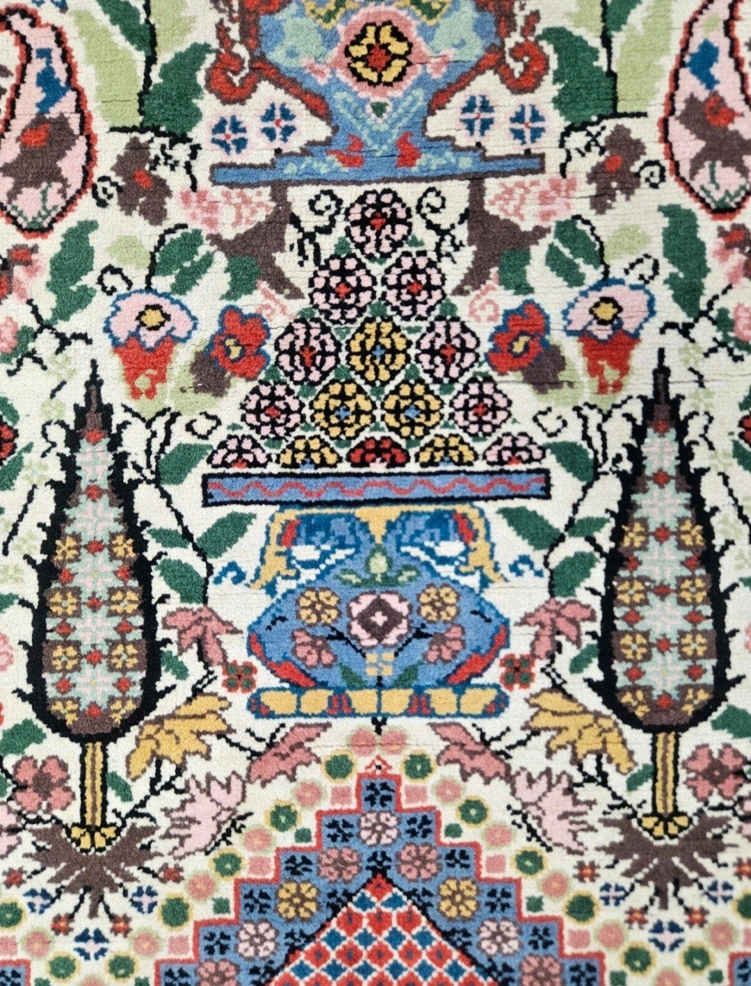Handgeknoopt oosters wol tapijt floral crème 118x175cm, 100 tot 150 cm, Persian, Perzisch, vintage, oosters, hype, 200 cm of meer