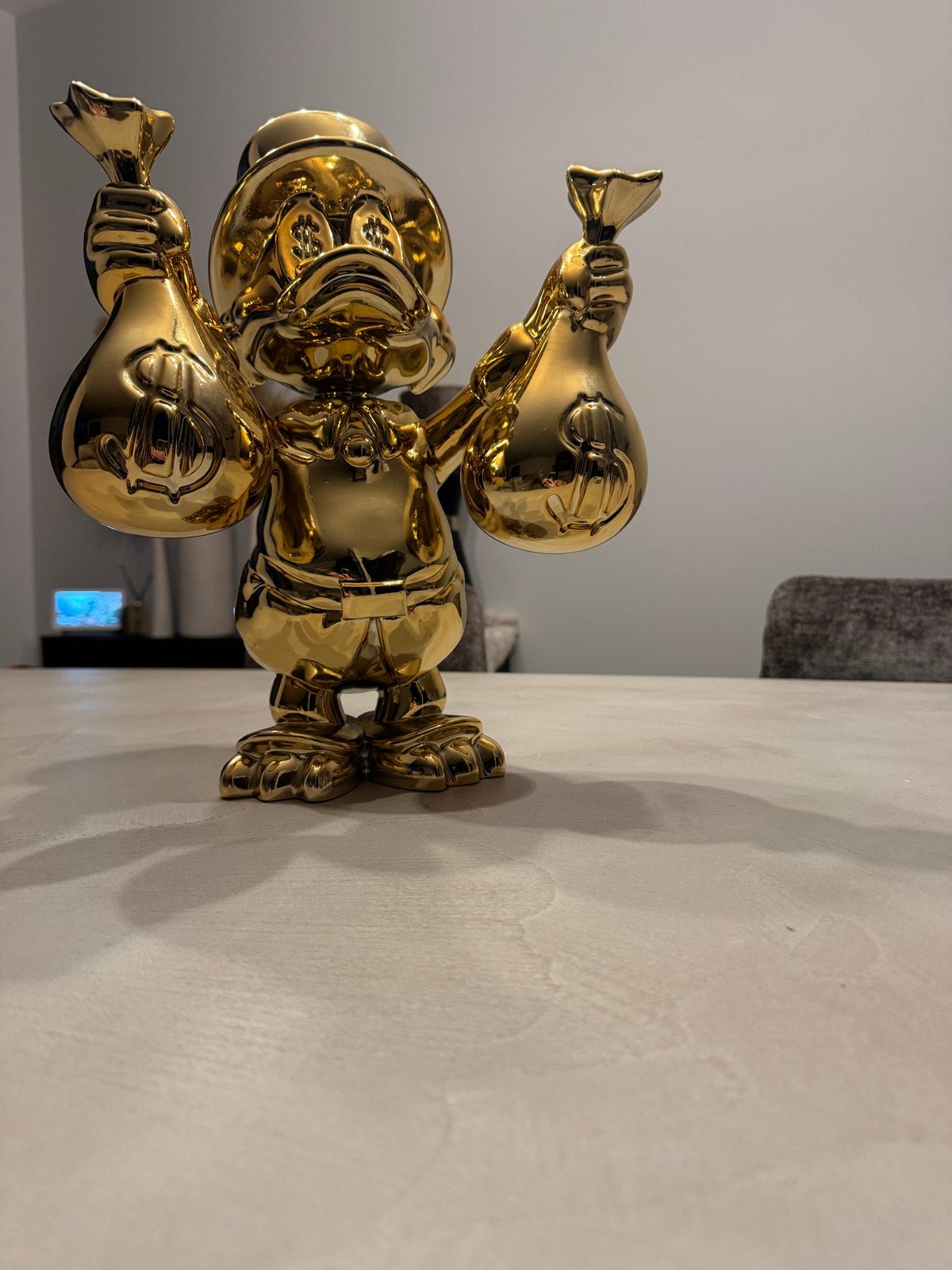 Gouden Dagobert Duck beeld - Limited Edition, Verzamelen, Ophalen of Verzenden, Donald Duck, Zo goed als nieuw, Beeldje of Figuurtje