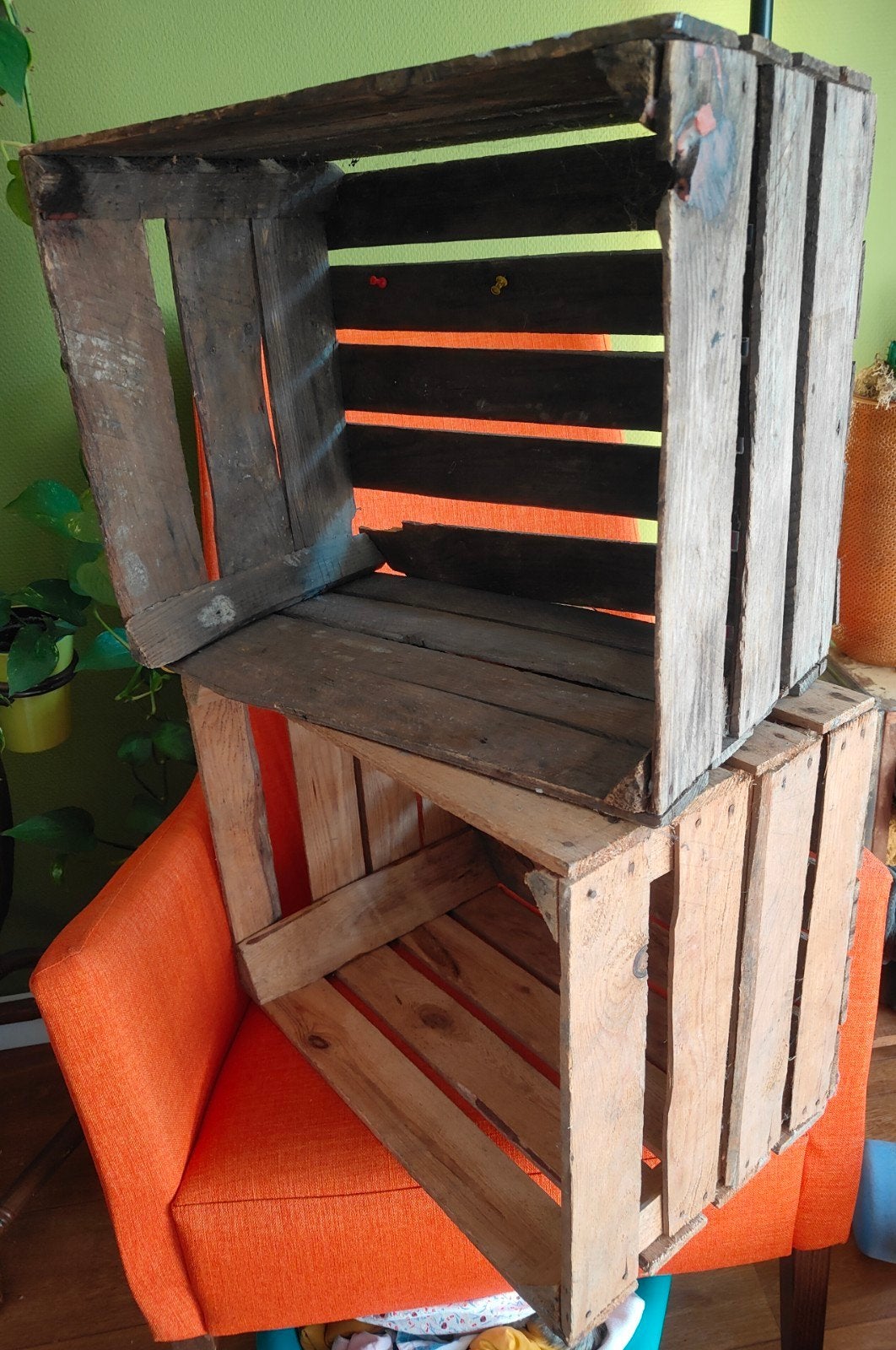 Vintage houten kratten - decoratief en functioneel, Ophalen, Gebruikt, Krat