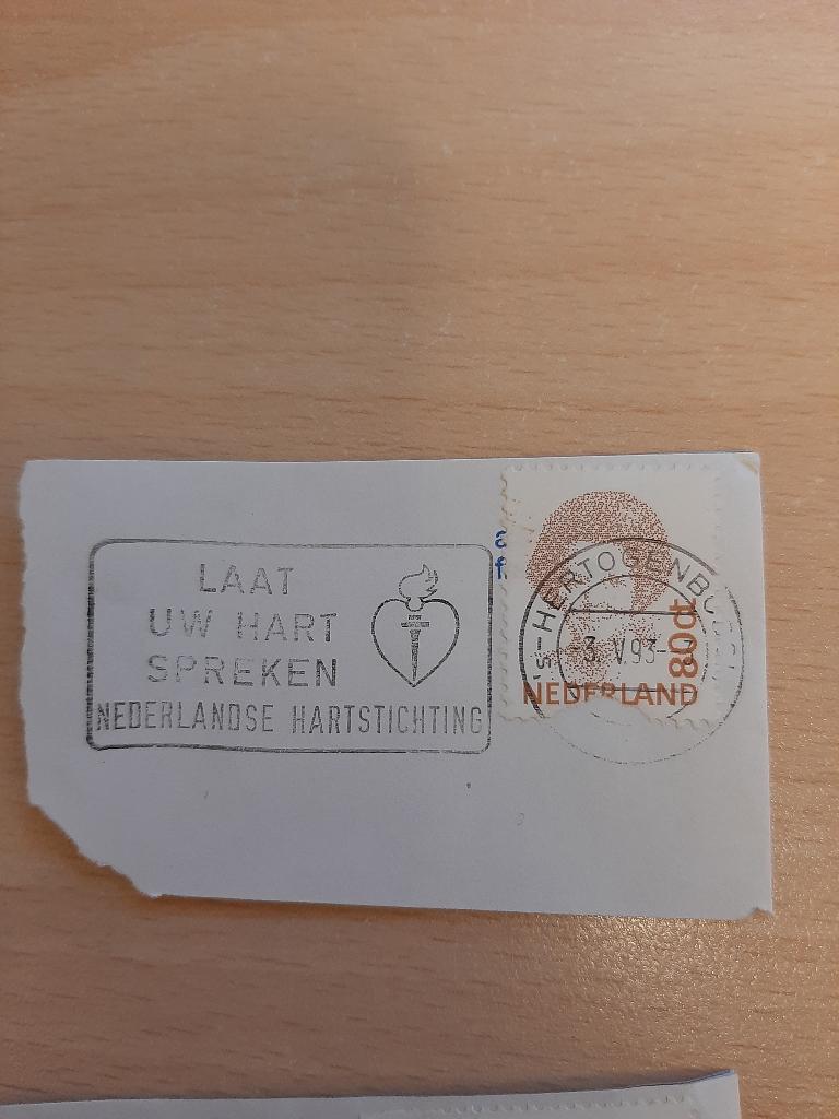 Beatrix zegel met stempel laat uw hart spreken Hartstichting, Verzenden, Gestempeld