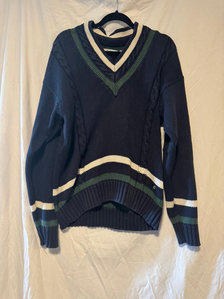 Vintage Lotto Resort Cricket Sweater V-Hals - Zeldzaam Jaren, Ophalen of Verzenden, Zo goed als nieuw, Overige maten, Blauw