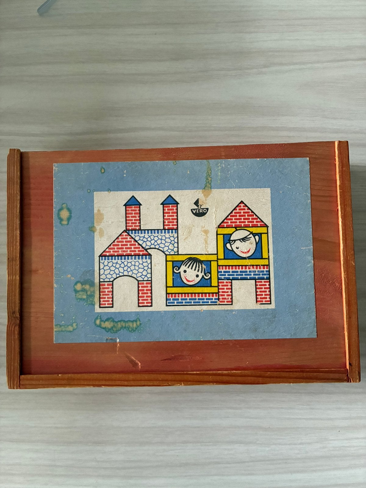 Kistje houten bouwstenen, Kinderen en Baby's, Ophalen of Verzenden