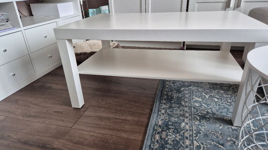 Witte salontafel met opbergruimte - IKEA Lack, Ophalen, 50 tot 100 cm, Nieuw, 50 tot 100 cm
