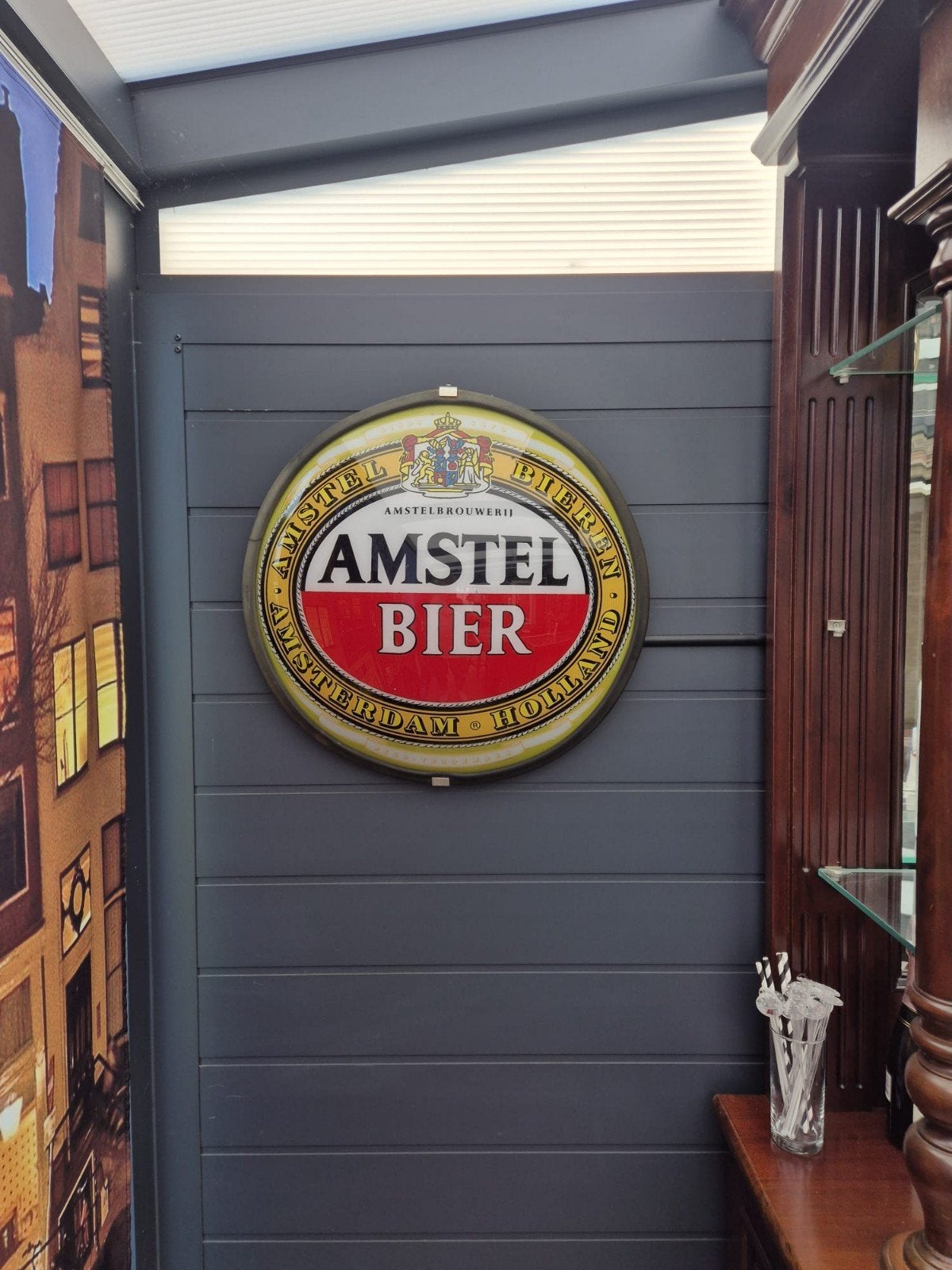 Amstel bier lamp, Ophalen, Zo goed als nieuw, Reclamebord, Plaat of Schild, Amstel