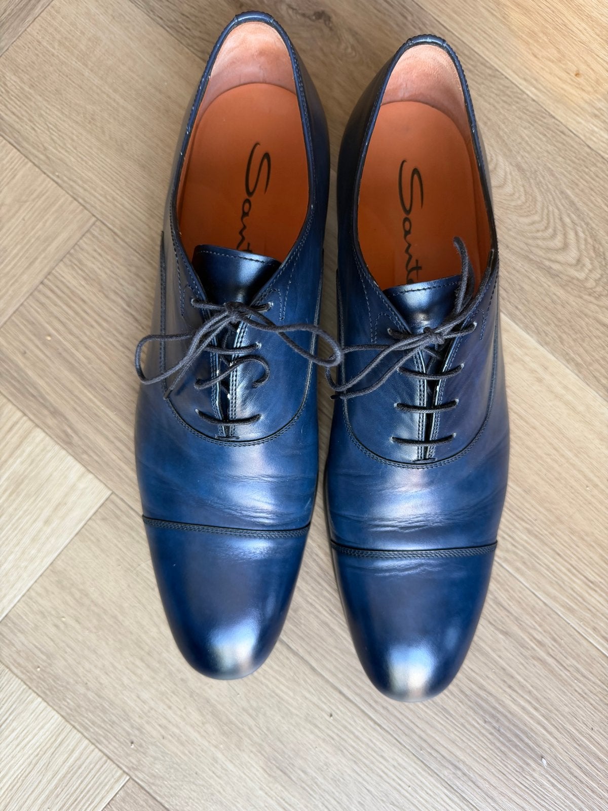 Santoni herenschoenen topstaat 10/44, Kleding | Heren, Ophalen of Verzenden, Zo goed als nieuw, Blauw, Veterschoenen