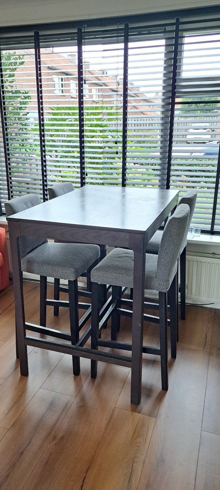 ikea bartafel met 4x bergmund barkruk, 4 krukken, Ophalen, Gebruikt, 60 tot 90 cm