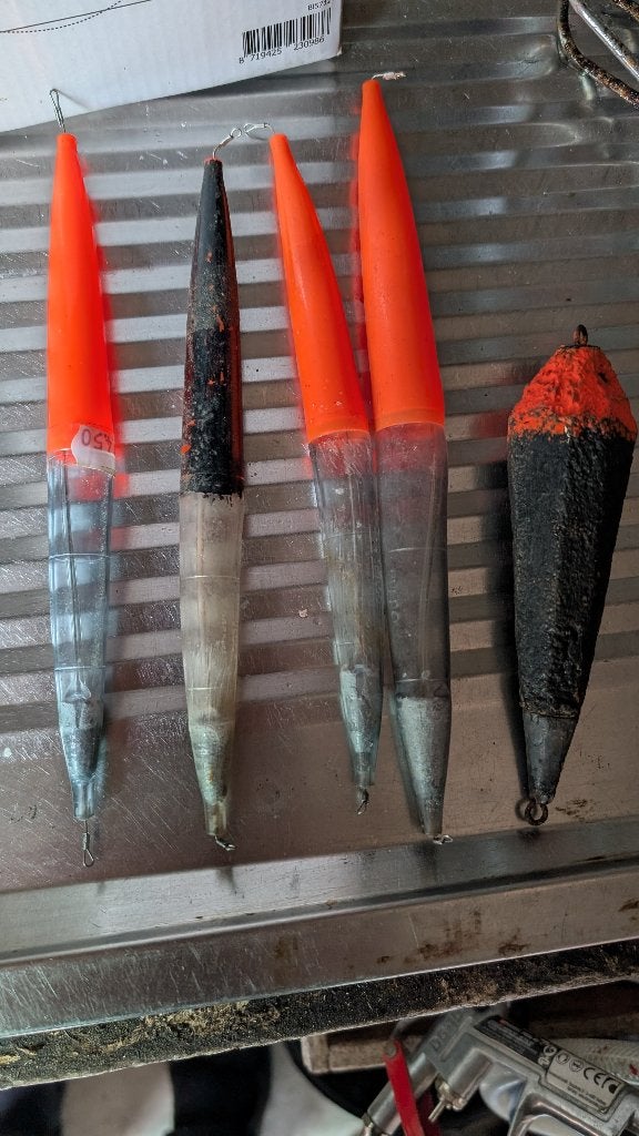 5. werp dobbers voor geep of andere zeevis, Ophalen of Verzenden, Gebruikt, Dobber of Lood