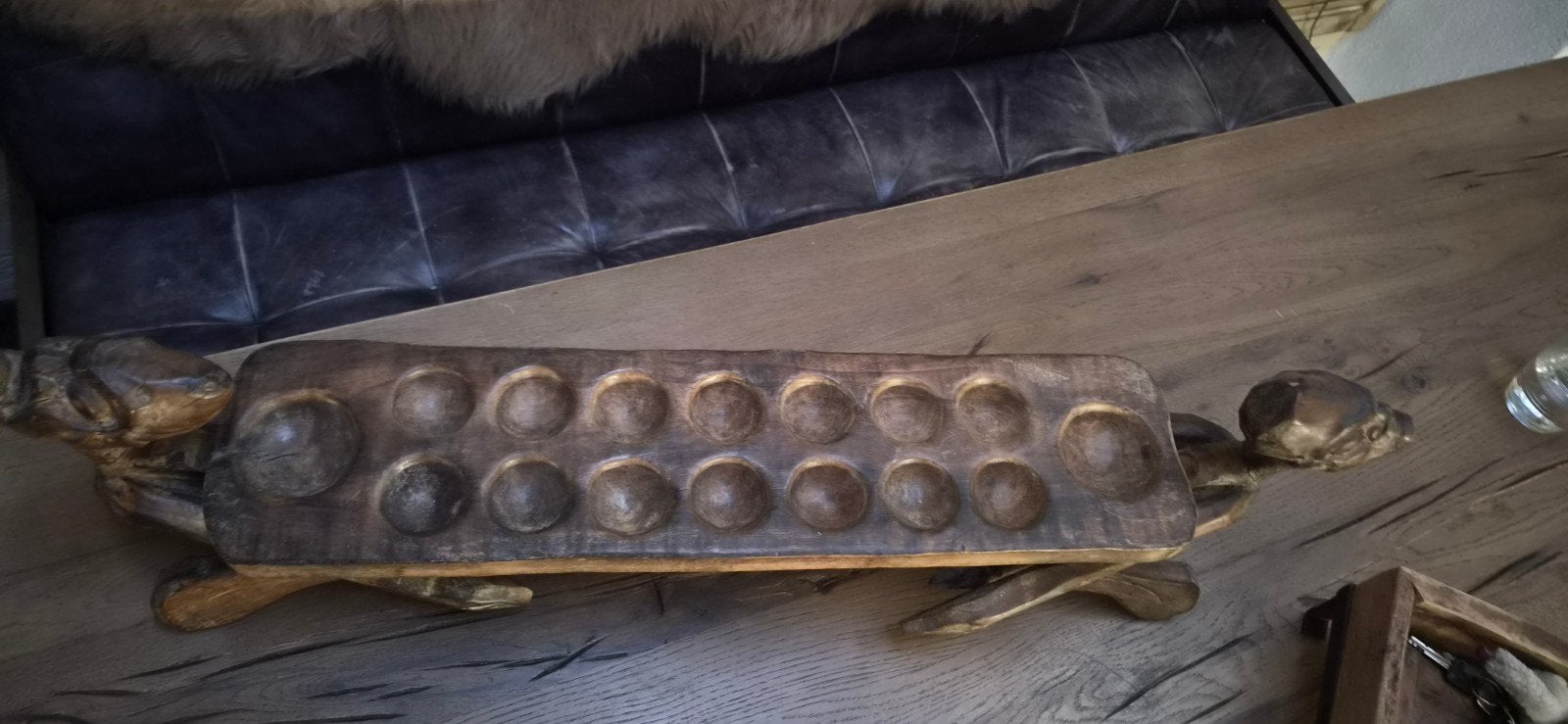 Prachtig Handgesneden Houten Mancala / Congkak Spelbord –, Ophalen, Hout