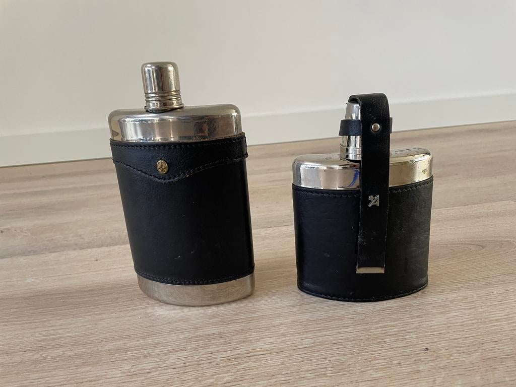 2x zakflacon / heupflesje vintage, Overige materialen, Gebruikt, Overige typen, Ophalen of Verzenden