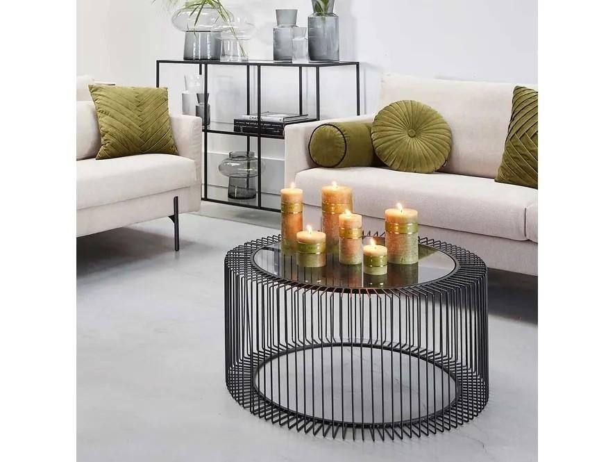 Riverdale Salontafel Rocco Zwart 82cm (Nieuw in doos), Ophalen, 50 tot 100 cm, Rond, Nieuw
