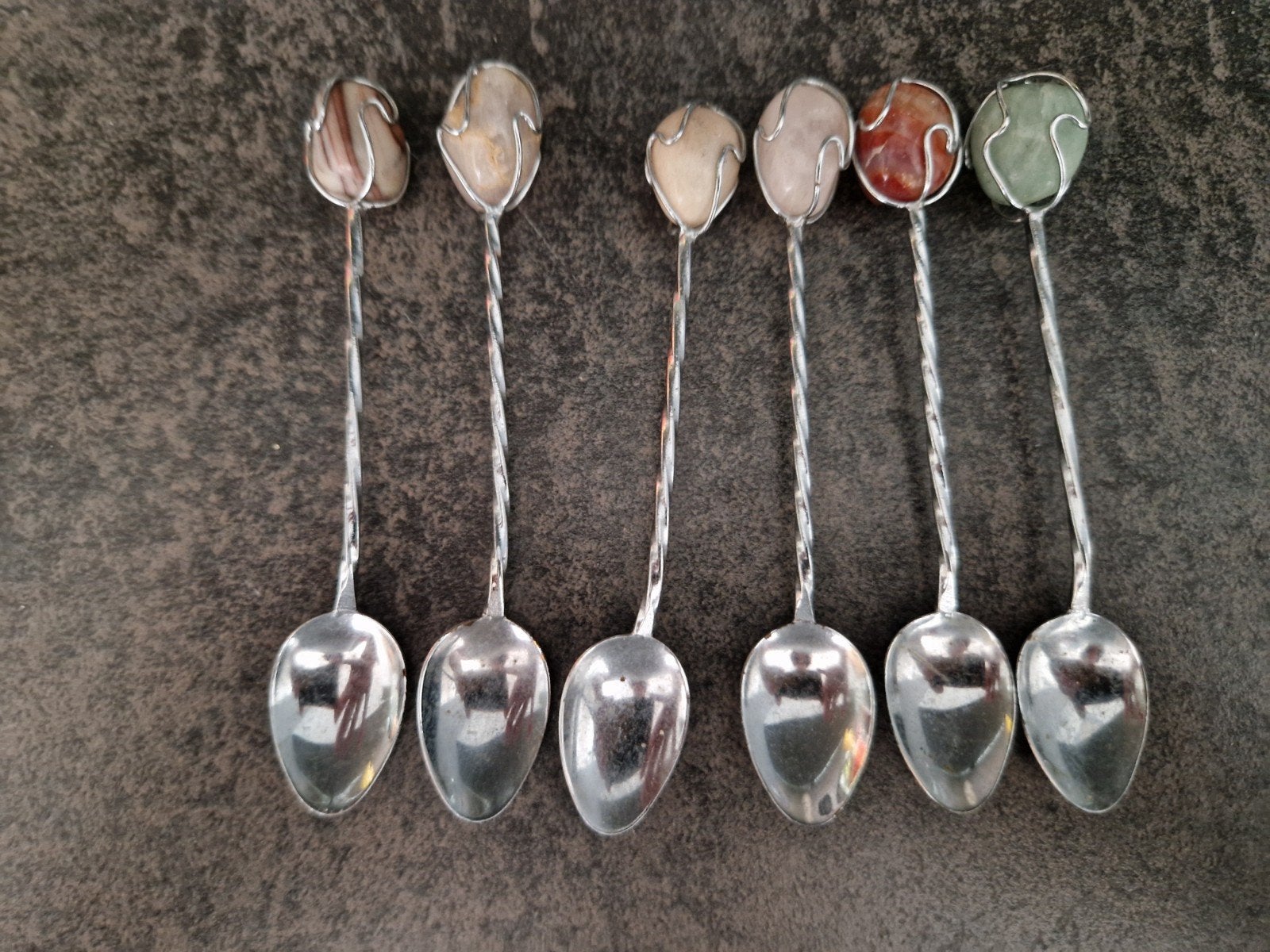 Set van 6 theelepels met edelstenen, Ophalen of Verzenden
