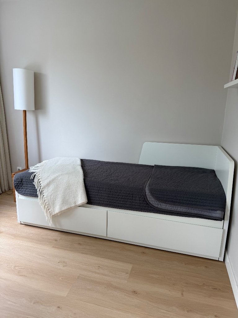 IKEA FLEKKE bedbank wit 80x200/160x200 met lades, Huis en Inrichting, Ophalen, Gebruikt, Wit, Tweepersoons