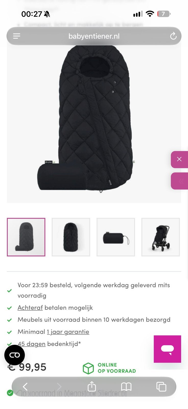 NIEUW!! Voetenzak cybex snogga 2 moon black, Ophalen of Verzenden, Zo goed als nieuw, Overige merken