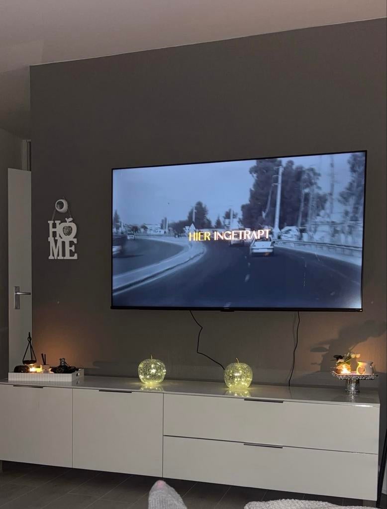 Hooglans witte tv kast, Ophalen, Overige materialen, Gebruikt, 150 tot 200 cm