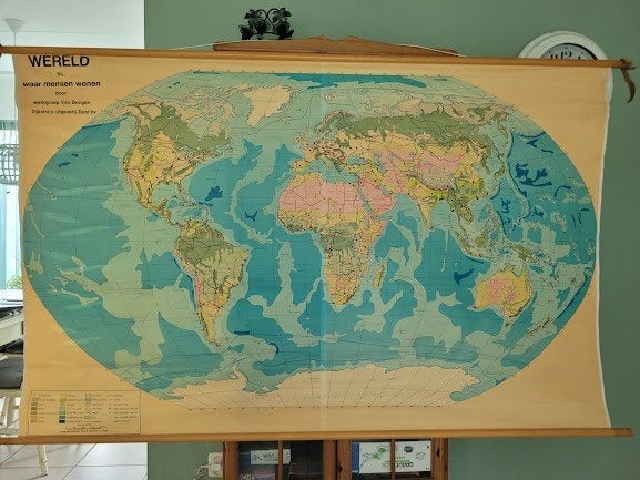 wandplaat aardrijkskunde topografie, Boeken, Atlassen en Landkaarten, Landkaart, Dijkstra van dongen, 1800 tot 2000, Nederland