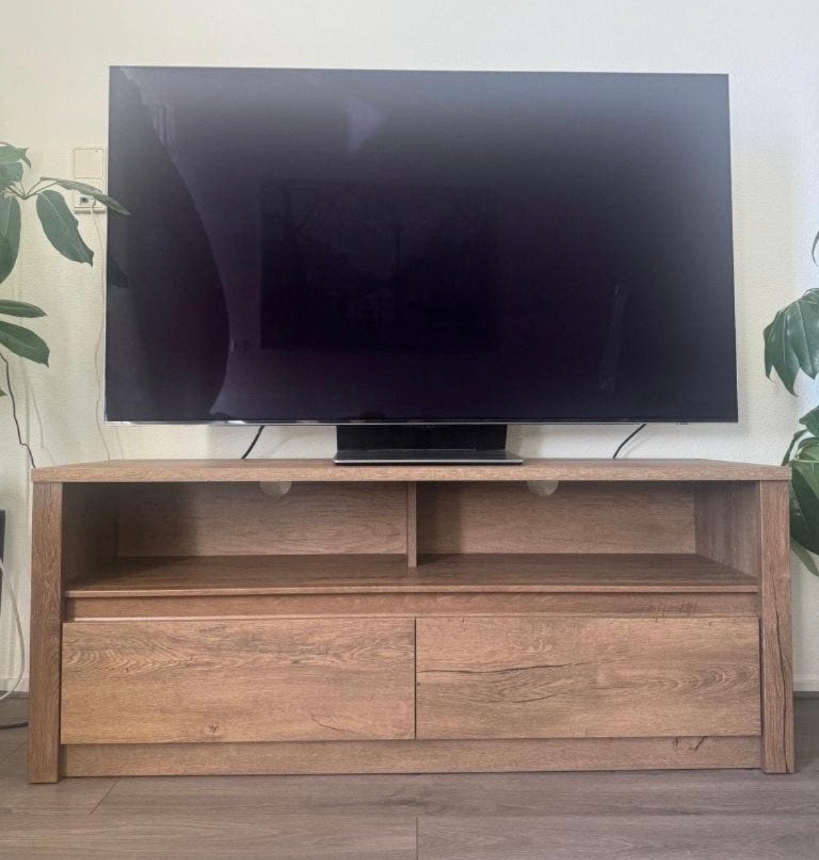 TV-meubel VEDDE met 2 lades - Wild Donker Eiken, Ophalen, 100 tot 150 cm, Zo goed als nieuw, Minder dan 100 cm