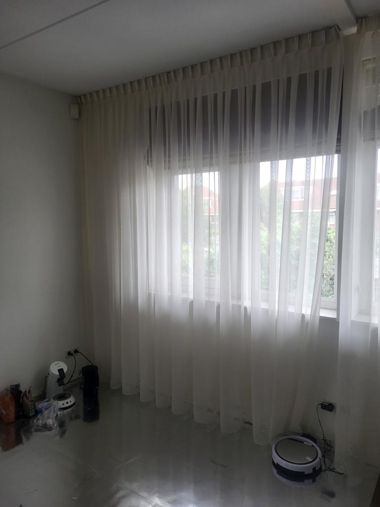 Witte transparante gordijnen (vitrage), Huis en Inrichting, Ophalen, Gebruikt, 200 cm of meer, Wit