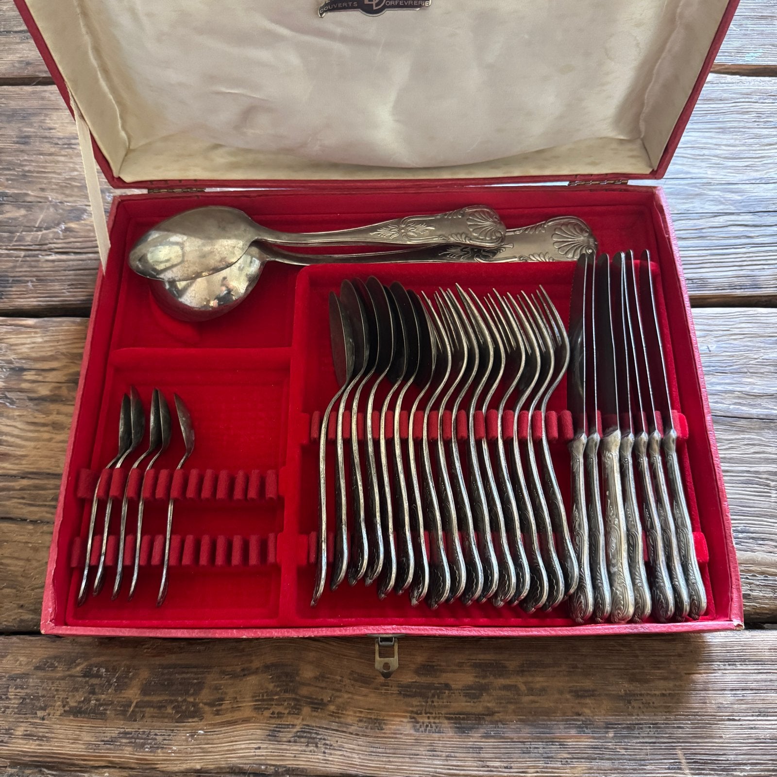 Antiek verzilverde bestekset - Decoratief, Antiek en Kunst, Ophalen of Verzenden
