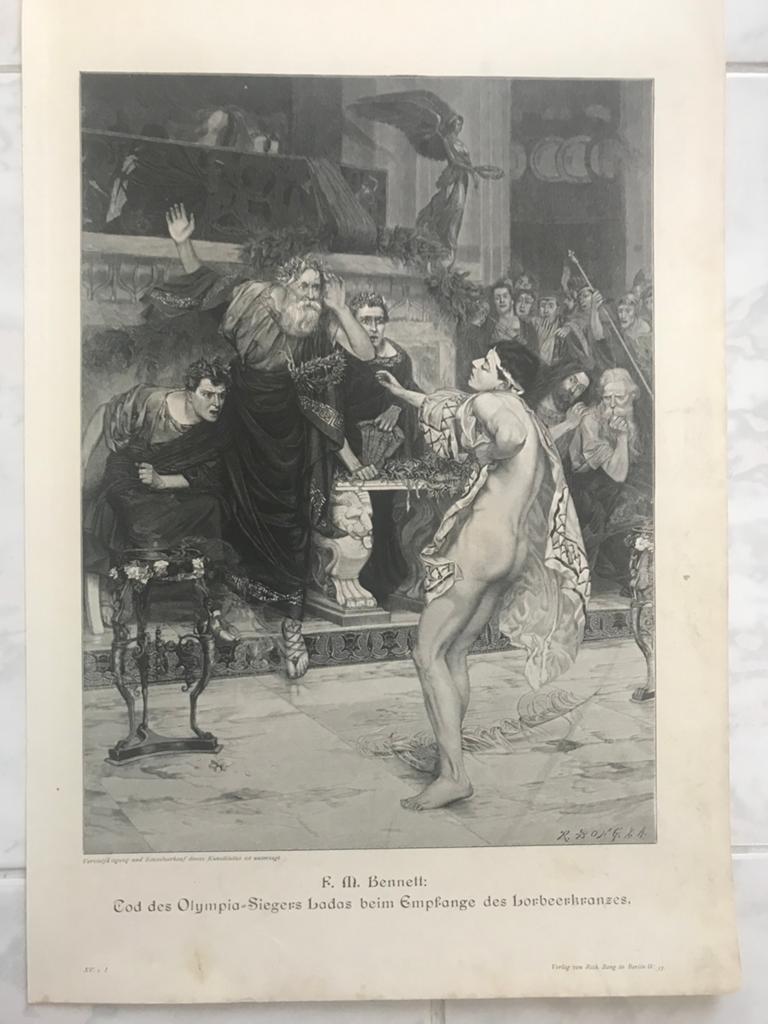 Frank Moss Bennett: Tod des Olympia Siegers Ladas, 31x23cm., Origineel, 31 cm, 1800 - 1899, 23 cm