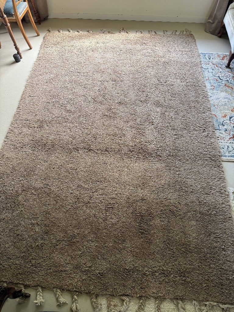 Berber vloerkleed, zuivere scheerwol, 205 x 305 cm, Huis en Inrichting, Ophalen, Gebruikt, Grijs, Vintage