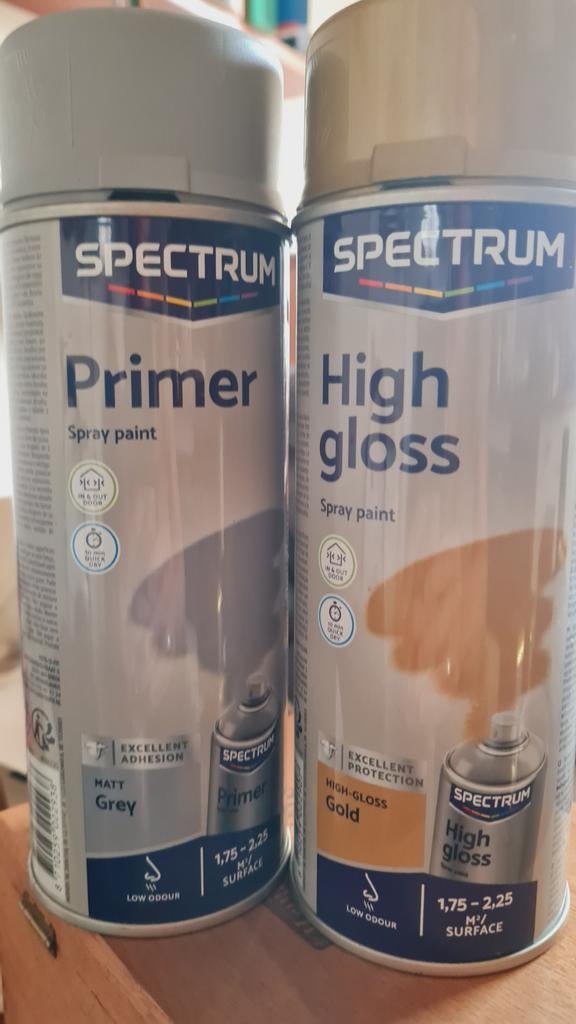 Nieuwe Primer en High Gloss spuitverf, grijs, zwart en goud, Ophalen of Verzenden