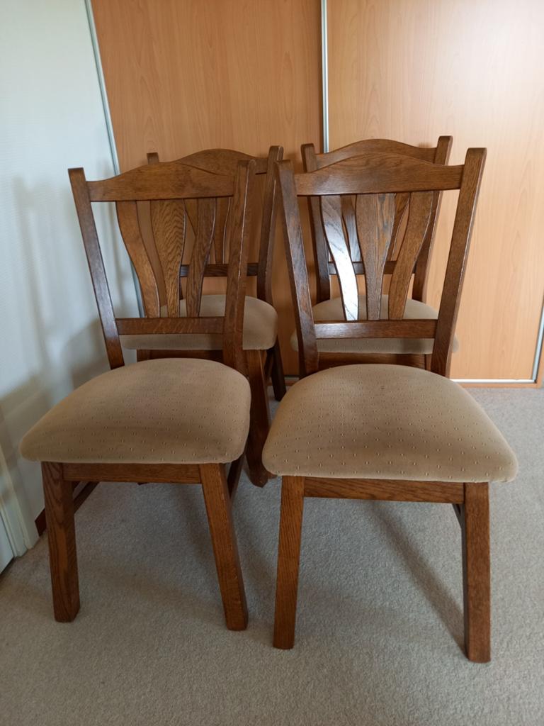 4 sterke Eiken eetkamer stoelen, Huis en Inrichting, Stoelen, Ophalen, Bruin