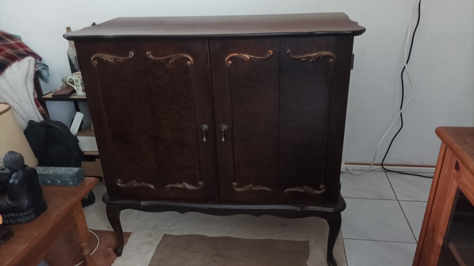 vintage (tv)kast, Ophalen, Gebruikt, Overige houtsoorten, Met deur(en)