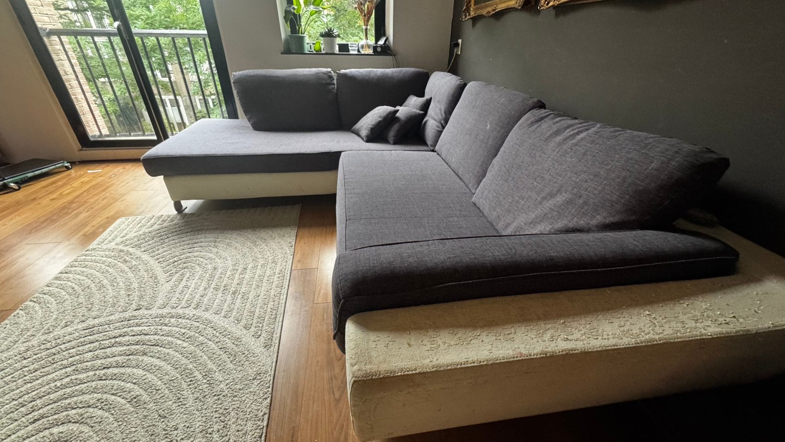L Lounge Hoekbank Joop - 270 cm - grijs/wit, Ophalen, Gebruikt, Stof