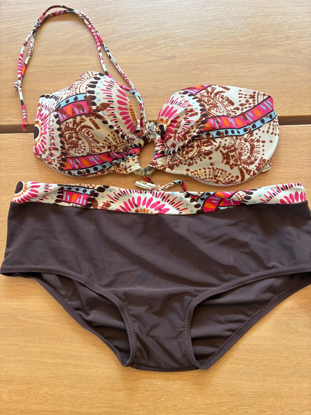 Patricia 75/m leuke strapless bikini bruin print, Ophalen of Verzenden, Gedragen, Bruin, Bikini