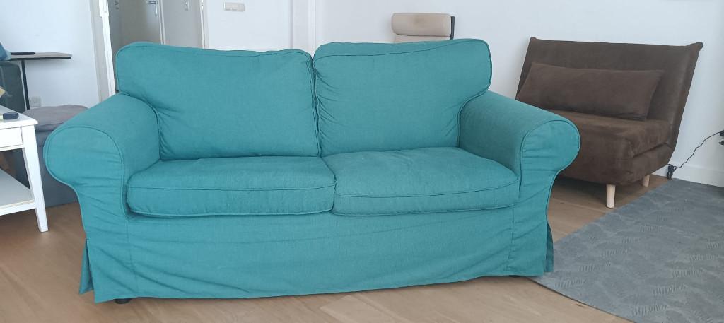Turquoise 2-zits bank IKEA Ektorp, Ophalen, 150 tot 200 cm, Tweepersoons, 75 tot 100 cm