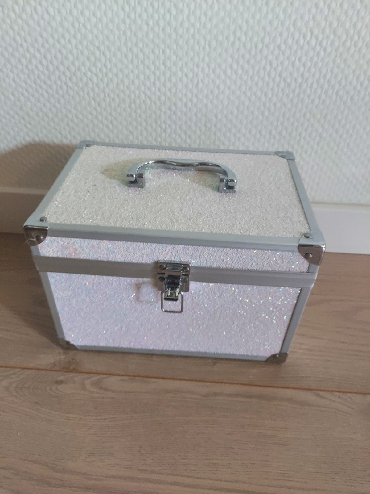 Glitter Make-up Koffer met Spiegel - Zo goed als nieuw, Wit, Met slot, Ophalen of Verzenden, Zo goed als nieuw