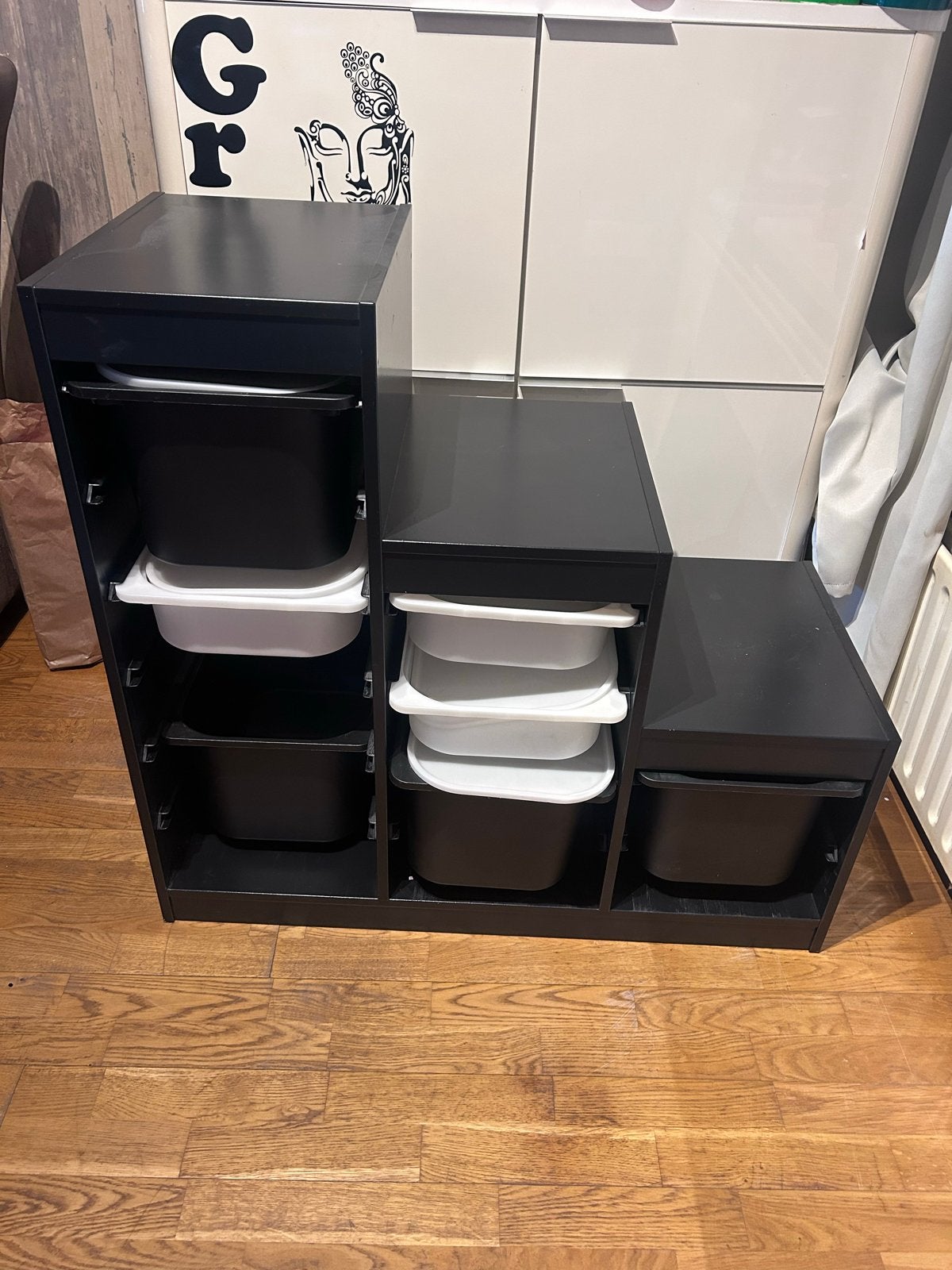 Zwarte opbergkast met bakken - IKEA Trofast stijl, Ophalen of Verzenden, Gebruikt, Kast